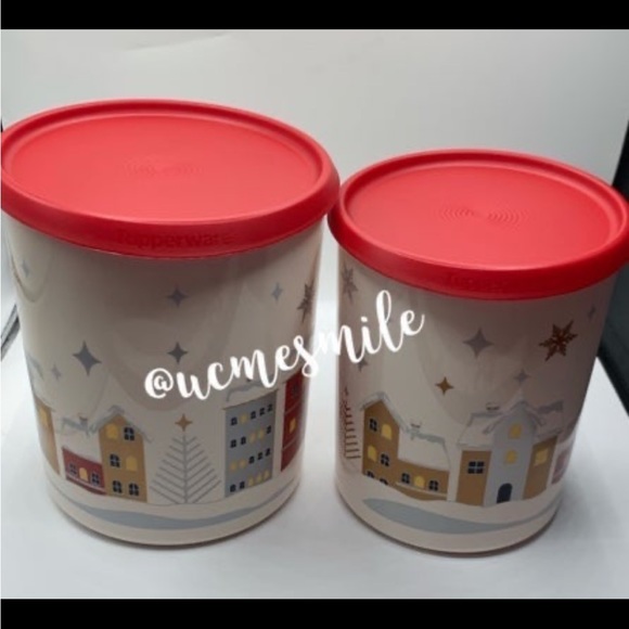 Tupperware Christmas Village Canister Set - Picture 1 of 8